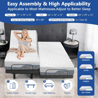 Queen Adjustable Bed Base with Mattress, 14 Inch Gel Memory Foam Two-Side Medium-Firm/Firm Mattress in Box, Updated Adjustable Bed Frame with Thickened Foam Frame, Wireless Remote, Electric Smart Bed