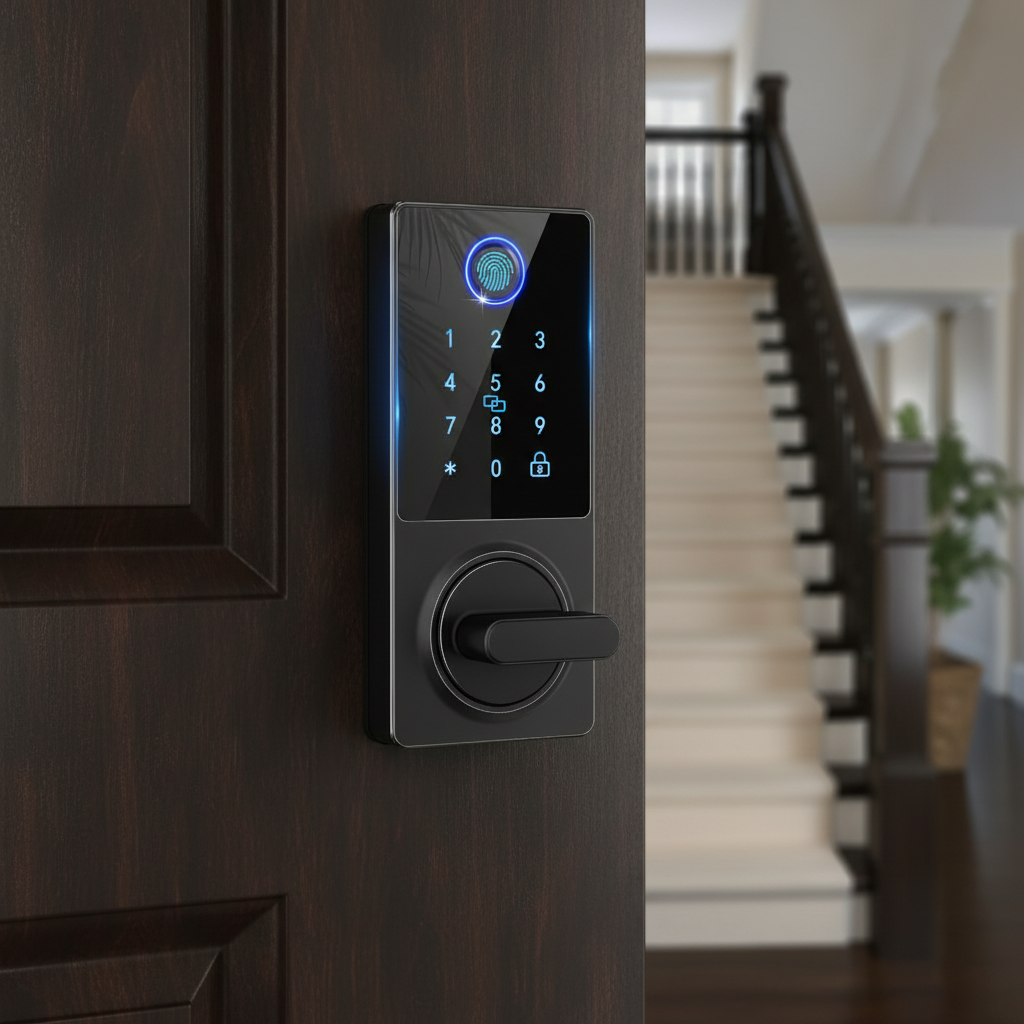 Smart Door Lock Deadbolt, Keyless Entry Door Lock with Fingerprint & Keypad,App Control,Auto Lock,Secure Electronic Digital Lock for Front Door Home Apartment Rental,Easy Installation,Matte Black