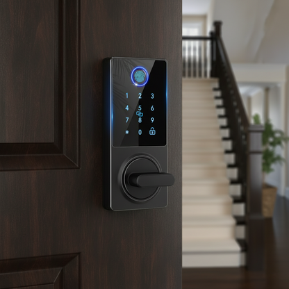 Smart Door Lock Deadbolt, Keyless Entry Door Lock with Fingerprint & Keypad,App Control,Auto Lock,Secure Electronic Digital Lock for Front Door Home Apartment Rental,Easy Installation,Matte Black