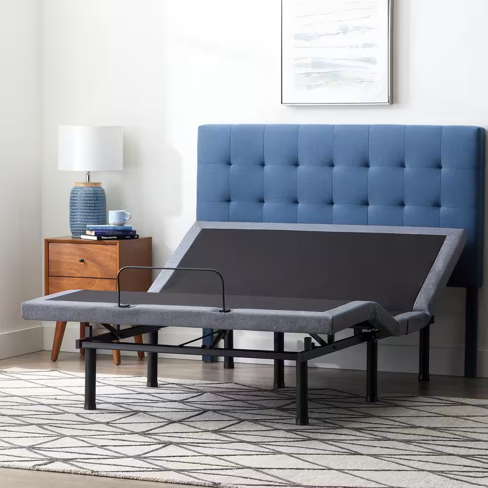 Black Queen Deluxe Adjustable Bed Frame Base with Wireless Remote and Smart App