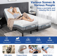 Queen Adjustable Bed Base with Mattress, 14 Inch Gel Memory Foam Two-Side Medium-Firm/Firm Mattress in Box, Updated Adjustable Bed Frame with Thickened Foam Frame, Wireless Remote, Electric Smart Bed