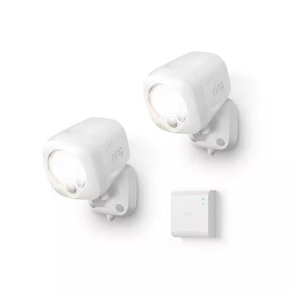 White Smart Lighting Motion Activated Outdoor Integrated LED Spot Light Battery 2-Pack with Smart Lighting Bridge White