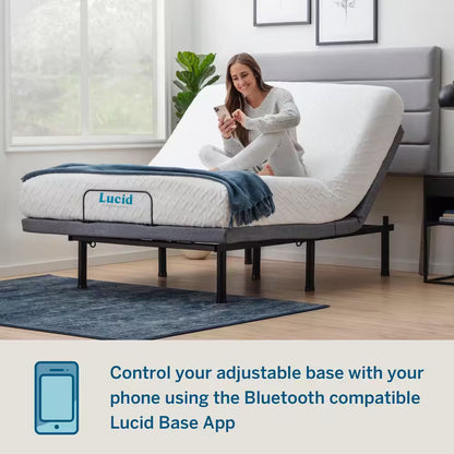 Black Queen Deluxe Adjustable Bed Frame Base with Wireless Remote and Smart App