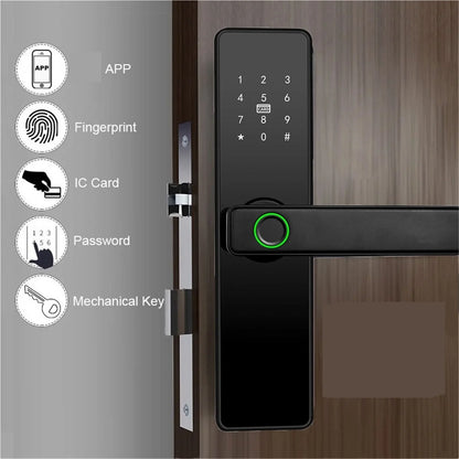 Biometric Fingerprint Door Lock Black Smart Lock App Remote Unlocking Keyless ,Corrosion-Resistant