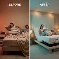 Elegant Modern White Double Bed Frame Luxury Leather Villa Smart Bed Adjustable Electric Cama Matrimonial Bedroom Set Furniture — Before & After