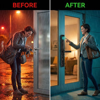 Fingerprint Double Two Side Waterproof Outdoor Smart Door Lock SUS Material for Slim Aluminum Swing Sliding Lock ,Long Lasting — Before & After
