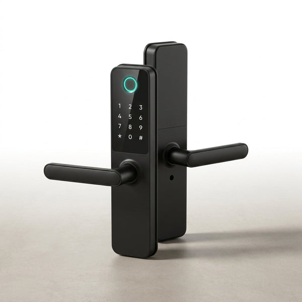 Fingerprint Double Two Side Waterproof Outdoor Smart Door Lock SUS Material for Slim Aluminum Swing Sliding Lock ,Long Lasting — Studio Shot