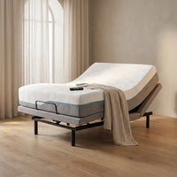 Queen Adjustable Bed Base with Mattress, 14 Inch Gel Memory Foam Two-Side Medium-Firm/Firm Mattress in Box, Updated Adjustable Bed Frame with Thickened Foam Frame, Wireless Remote, Electric Smart Bed — Studio Shot