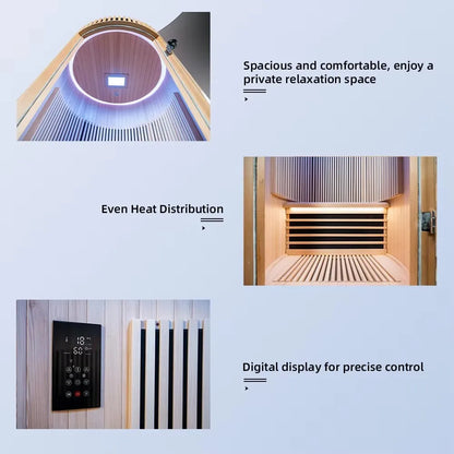 1-Person Dome Sauna Room — Solid Wood Indoor Sauna with Control Panel