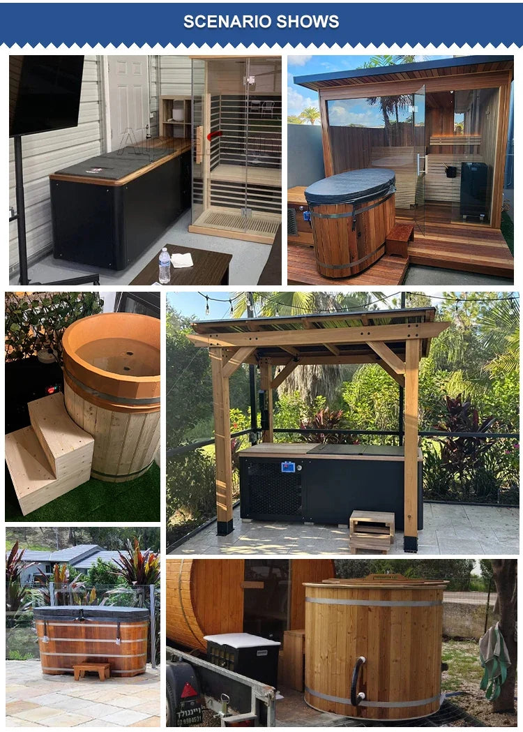 Cedar Cold Plunge Tub with 1.5HP Chiller — Stainless Steel Ice Bath