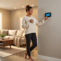 Sensi Touch Smart Thermostat, Touchscreen Color Display, Wi-Fi 7-Day Programmable , Data Privacy- Black — Lifestyle