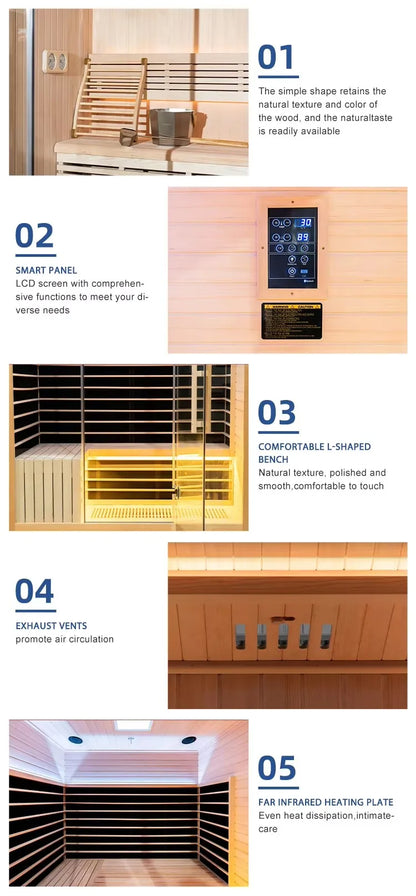 1-Person Dome Sauna Room — Solid Wood Indoor Sauna with Control Panel