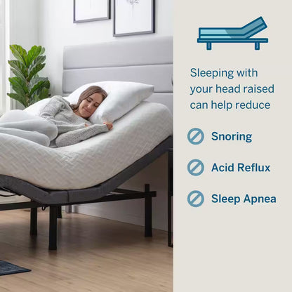 Black Queen Deluxe Adjustable Bed Frame Base with Wireless Remote and Smart App
