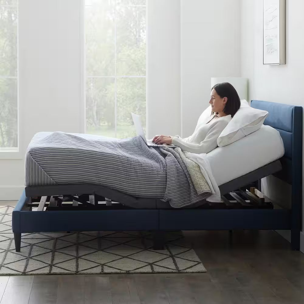 Black Queen Deluxe Adjustable Bed Frame Base with Wireless Remote and Smart App