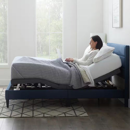 Black Queen Deluxe Adjustable Bed Frame Base with Wireless Remote and Smart App