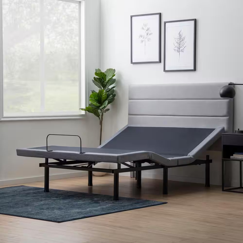 Black Queen Deluxe Adjustable Bed Frame Base with Wireless Remote and Smart App