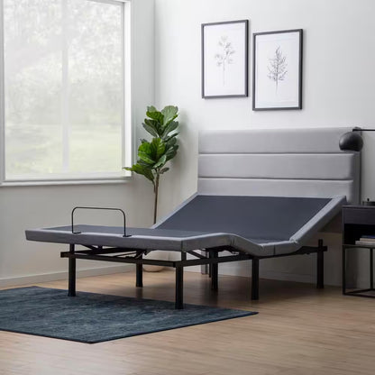 Black Queen Deluxe Adjustable Bed Frame Base with Wireless Remote and Smart App
