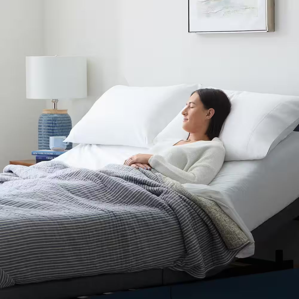 Black Queen Deluxe Adjustable Bed Frame Base with Wireless Remote and Smart App